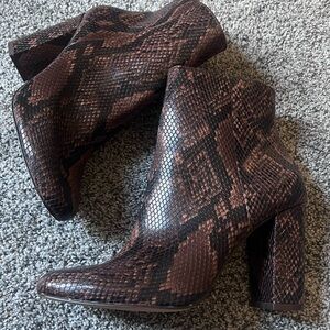 Steve Madden Brown Snake Print Ankle Boots
